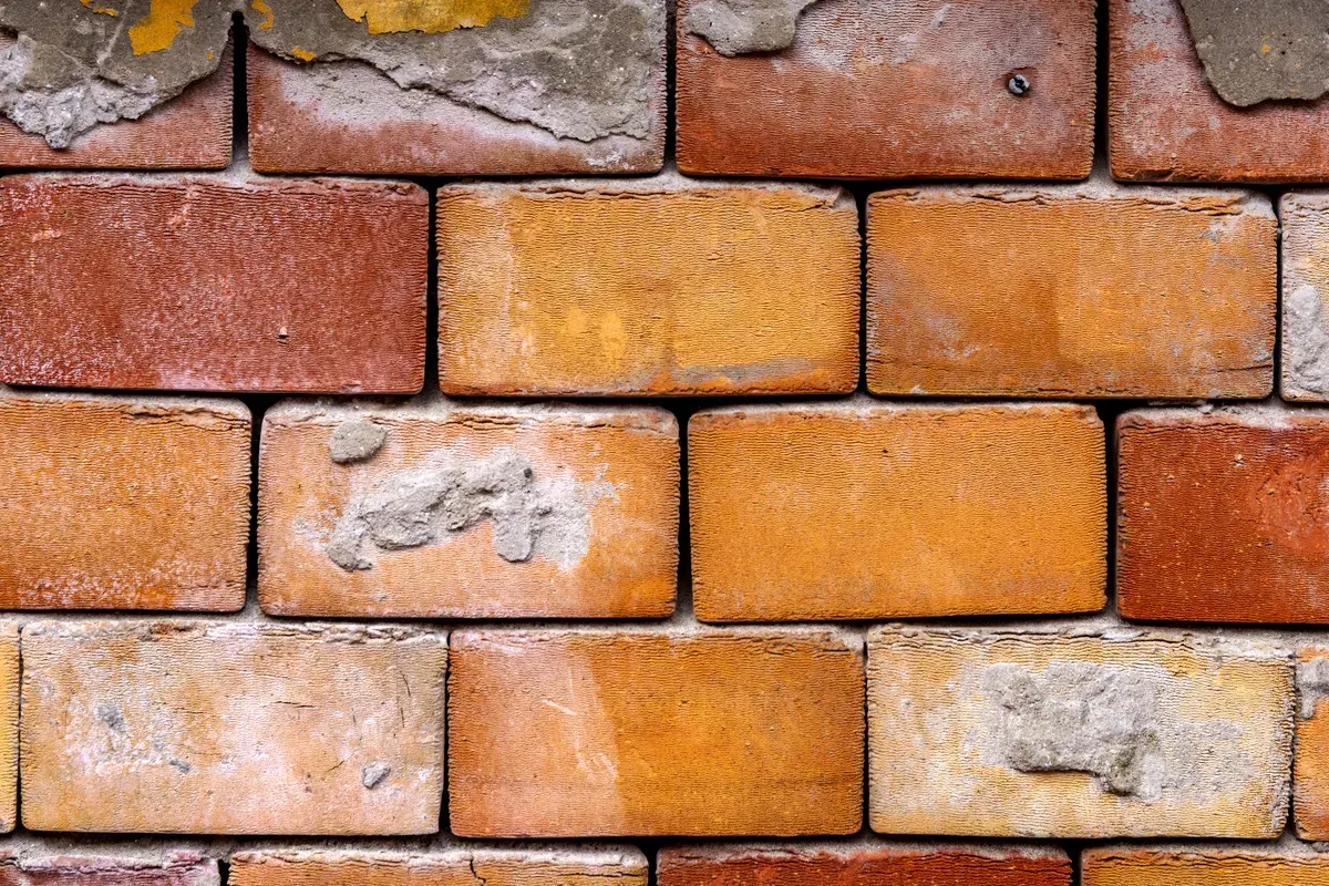 Close-up of brick masonry with mortar joints